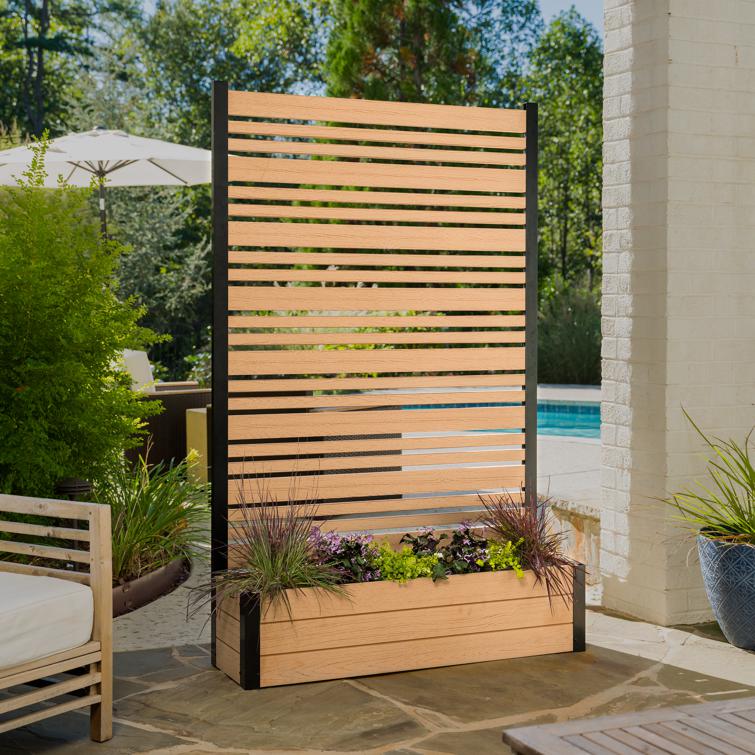 6ft H Florence Freestanding Patio Screen w/ Planter Box (Cedar